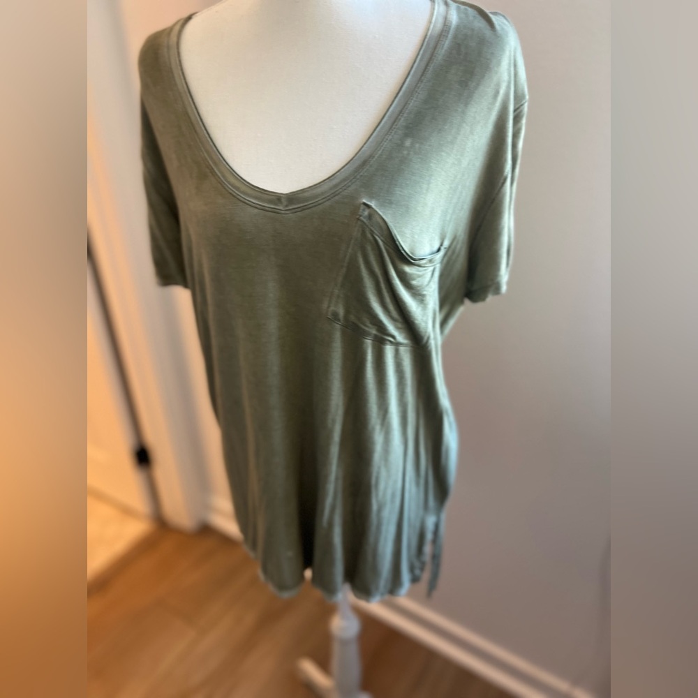 We The Free Olive Scoop Neck Pocket Tee